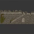 Detailed Great Wall Model Featuring Stone Brick Structure Stone Steps Crenellations And Archway 3d model