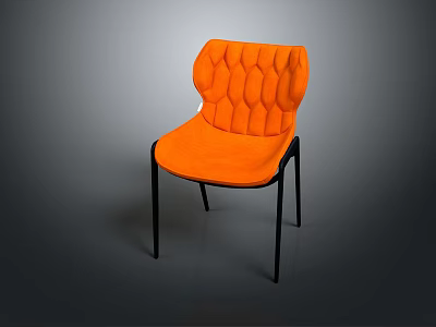 Modern Stylish Orange Upholstered Chair With Textured Back And Black Legs 3d model