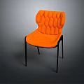 Modern Stylish Orange Upholstered Chair With Textured Back And Black Legs