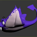 Cute Purple Stingray With Spots Big Eyes And Wing Like Fins In 3D Cartoon Design