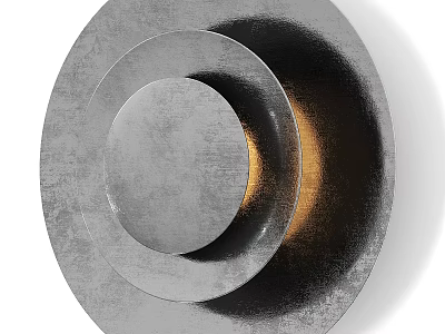 Modern Metallic Wall Lamp With Circular Layered Design And Warm Light Glow 3d model