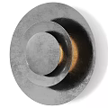Modern Metallic Wall Lamp With Circular Layered Design And Warm Light Glow 3d model