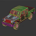 Jeep Green Four Door Pickup Truck With Rugged Exterior Design And Open Bed
