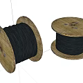 Industrial Equipment Cable Reels With Wooden Spools And Black Cables