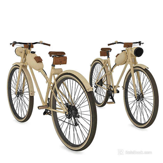 Vintage Beige Bicycles With Brown Seats And Classic Design Details 3d model 