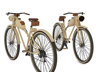 Vintage Beige Bicycles With Brown Seats And Classic Design Details 3d model