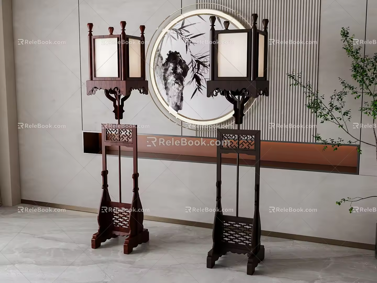 Floor lamp combination 3d model