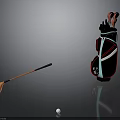 Modern Golf Gear Display With Orange Driver Club White Ball And Black Bag