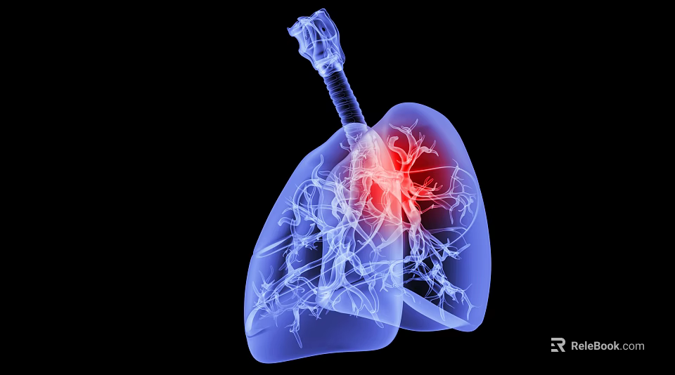 Advanced 3D Medical Imaging Device For Lung Structure Visualization With Highlighted Red Region 3d model 
