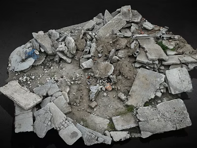 Construction Debris Scene Featuring Broken Concrete Bricks Scattered Rubble And Earth 3d model