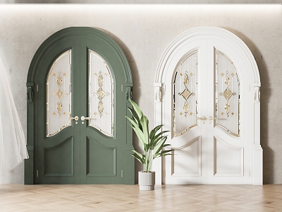 French double door double door combination 3d model