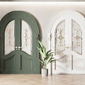 French double door double door combination 3d model