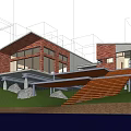 Modern Detached Villa On Hillside With Large Windows Green Surroundings And Water View