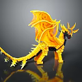Yellow Dragon Doll Made Of Building Blocks With Detailed Wings And Horns