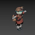 3D Game Character With Brown Hair Blue Goggles Red Top And White Gloves