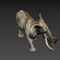 Realistic African Elephant With Large Ears Ivory Tusks And Rough Skin