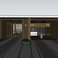 Modern Entrance Gate Design With Metal Grille Structure And Landscaped Driveway
