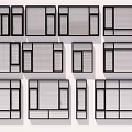Various Window Pane Designs With Different Grid Patterns And Architectural Layouts 3d model