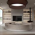 Modern Office Interior Design With Sofa Coffee Table TV And Dining Chairs