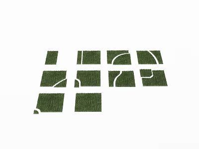 Square Shaped Green Lawn Arrangement With White Connecting Lines In Garden Design 3d model