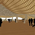 Wavy Roof Pergola Design With Natural Materials And Surrounding Lush Greenery