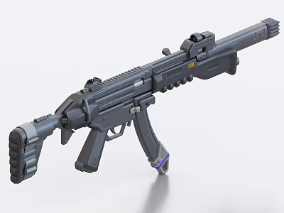 Modern Tactical Assault Rifle With Black Finish Ergonomic Grip And Tactical Sight 3d model