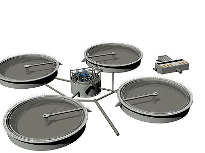 Industrial Equipment Featuring Multiple Circular Units Central Connecting Structure And Auxiliary Panel 3d model