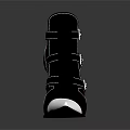 Modern Black High Heel Ankle Boots With Silver Toe Cap And Metallic Buckles Design