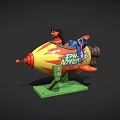 SPAX ADVENTURE Rocket Shaped Playground Ride With Cartoon Characters And Green Base