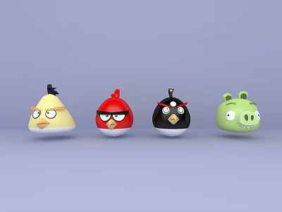 Colorful Cartoon Character Toy Dolls With Yellow Red Black Green And Funny Expressions 3d model