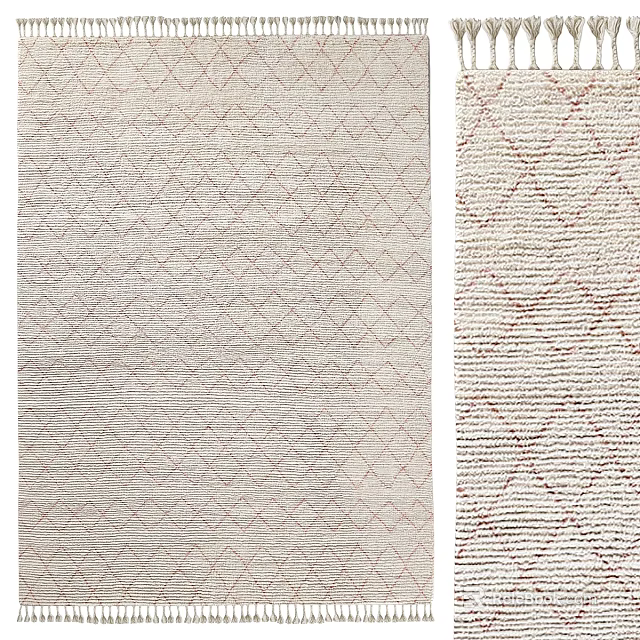Beige Square Rug With Diamond Pattern And Textured Surface Design 3d model