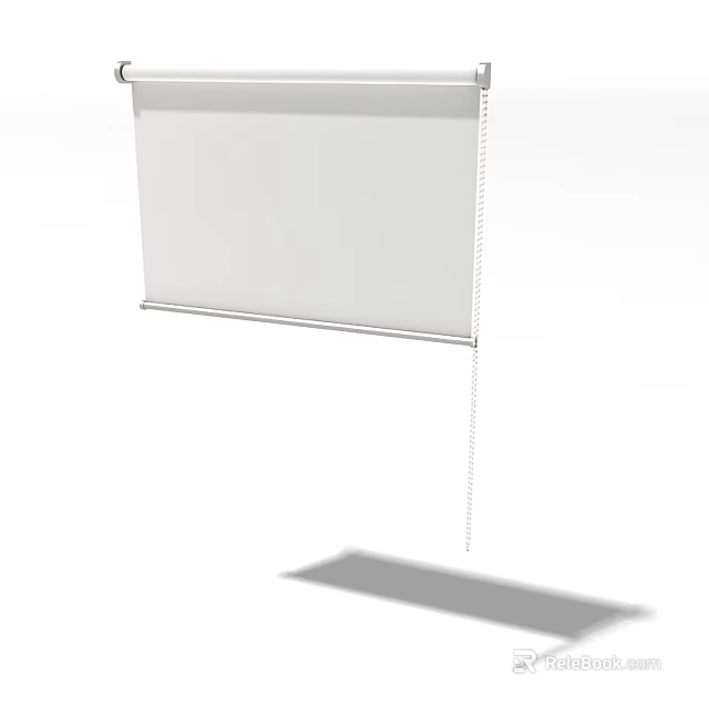 White Roller Blind With Pull Cord Hanging For Window Decoration 3d model 
