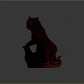 Artistic Red Detailed Carved Tiger Statue As Decorative Home Furniture Ornament