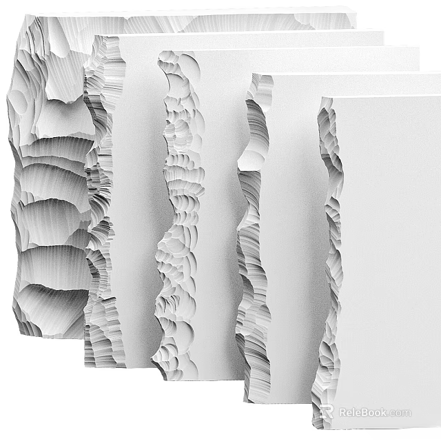 White Layered Wave Textured Sculptural Structures Arranged In Modern Design 3d model 