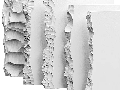 White Layered Wave Textured Sculptural Structures Arranged In Modern Design 3d model