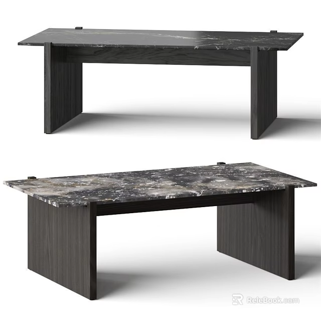 Modern Coffee Table With Sleek Marble Top And Sturdy Wooden Legs 3d model 