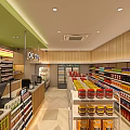 Spacious Supermarket Grocery Store Interior With Shelves Products Checkout Counter And Aisles