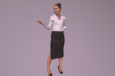 Business lady standing lady European and American white 3d model