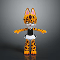 Cute 3D Cartoon Leopard Cat Character With Pink Ears Black Top And White Apron