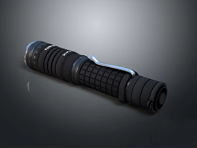 Black Durable Flashlight With Non Slip Texture And Portable Design For Daily Use 3d model