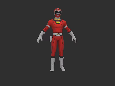 Game Movie Character In Red Superhero Costume With Helmet White Gloves And Belt 3d model