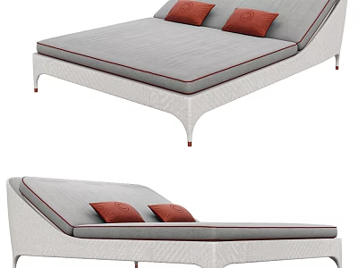 Modern Gray Daybed Design With Red Pillows And Elegant Structure Details 3d model