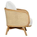 Modern Minimalist Single Sofa With Wicker Backrest Wooden Frame And White Cushion