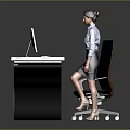 Modern Office Furniture Desk With White Marble Top Curved Design And Chair Setup