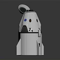 White Mechanical Device With Circular Top Colorful Dots And Rocket Like Fins