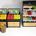 Retail Display Shelves with Wooden Bases Black Frames and Fresh Fruits