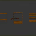 Wooden Gun Storage Racks With Central Rifle Holder And Display Shelves