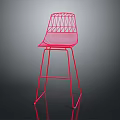 Pink Modern Bar Stool With Geometric Metal Frame And High Legs Design