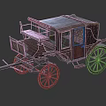 Vintage Red Carriage With Gold Accents And Intricate Spoked Wheels Design