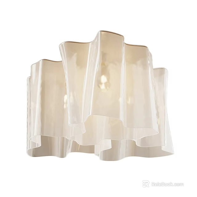 Modern White Ceiling Light with Wavy Layered Design for Elegant Interior 3d model 